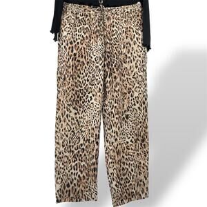 Banana Republic Tencel Lyocell Pants S Leopard Print Loose Pullon Elastic Waist